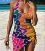 Tankini stampato grafico e pantaloncini per donna