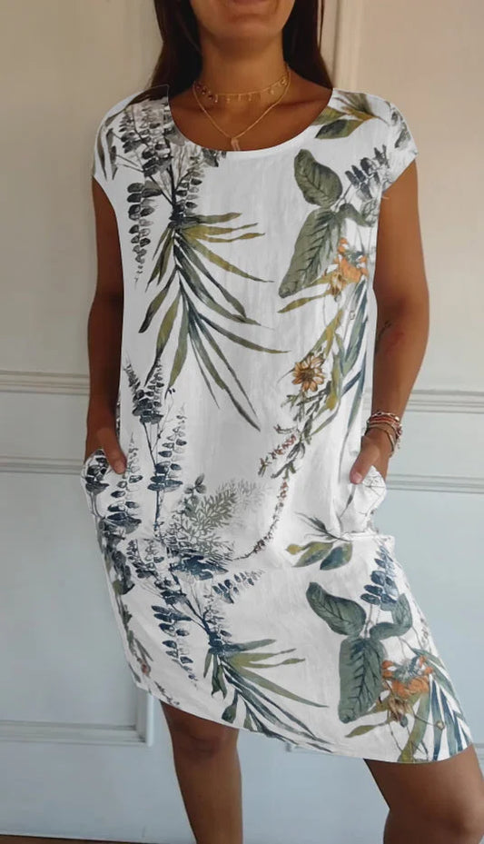 Robe Midi Imprimée à Manches Courtes pour Femmes