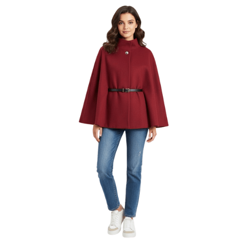 Cape Manteau Ceinturé à Manches Chauve - Souris pour Femmes - Emilia Lane