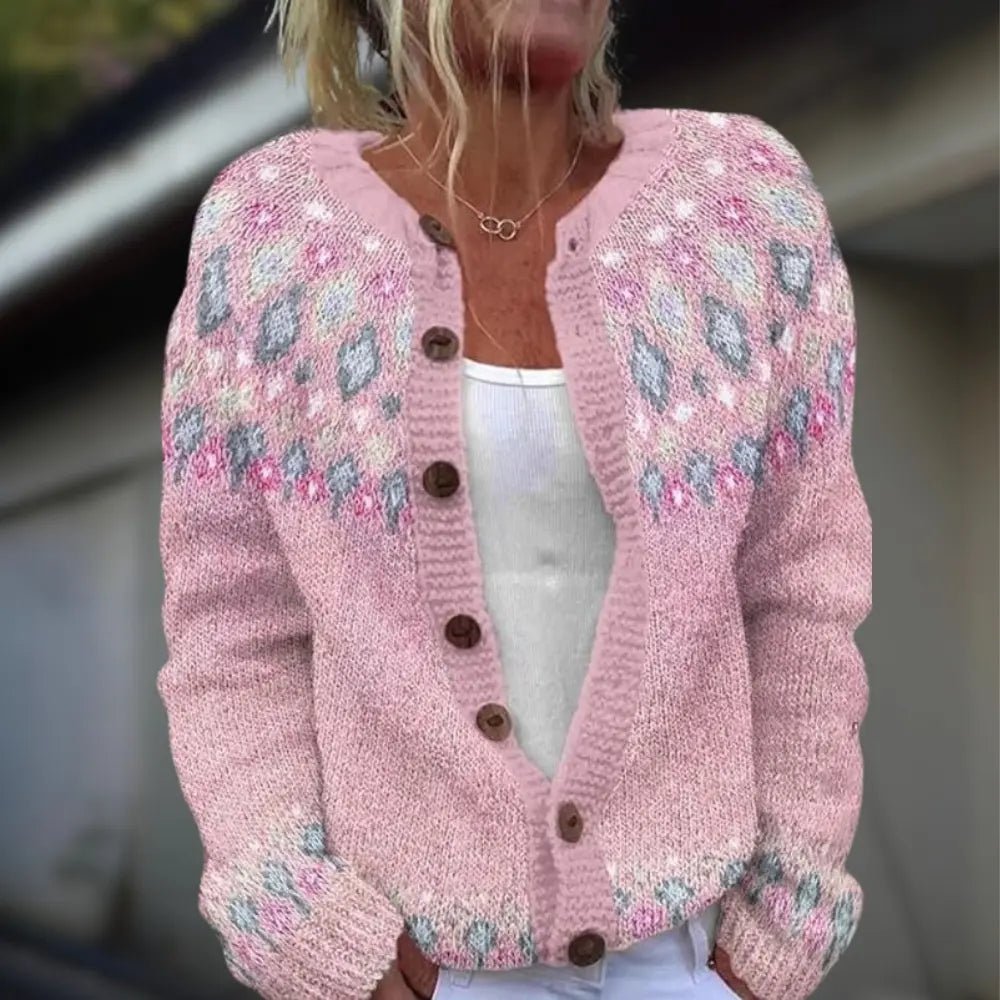 Cardigan en laine et coton à imprimé pour femmes - Emilia Lane