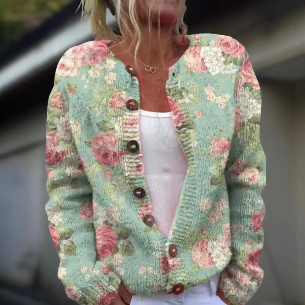 Cardigan en laine et coton à imprimé pour femmes - Emilia Lane