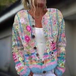 Cardigan en laine et coton à imprimé pour femmes - Emilia Lane