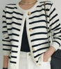 Cardigan Tricoté à Rayures Style Tweed pour Femme - Emilia Lane