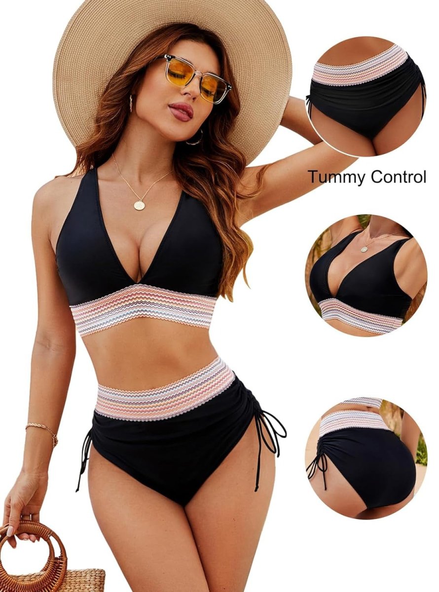 Bikini due pezzi a vita alta da donna | Ideale per le vacanze
