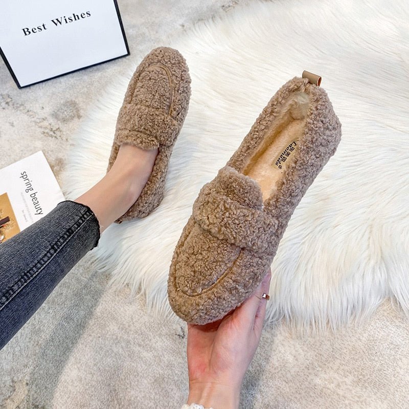 Mocassino Confortevole Foderato in Peluche per Donna