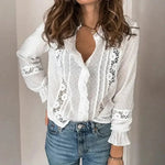 Chemise à Col Montant avec Détails en Dentelle pour Femme - Emilia Lane
