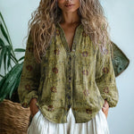 Chemise à Imprimé Feuilles Vintage pour Femmes - Emilia Lane