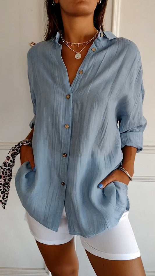Chemise à Manches Longues Plissée et Structurée pour Femme | Idéale pour l'Automne - Emilia Lane
