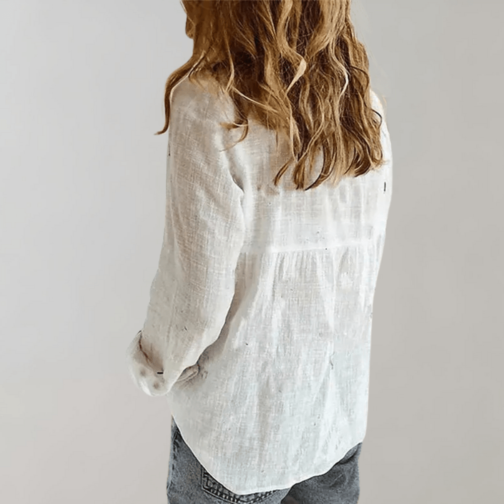 Camicia Casual in Lino a Maniche Lunghe da Donna