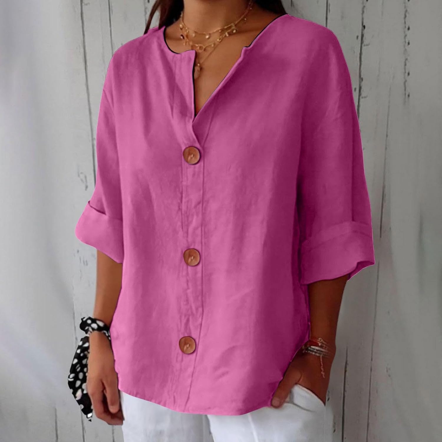 Camicia ampia in lino da donna