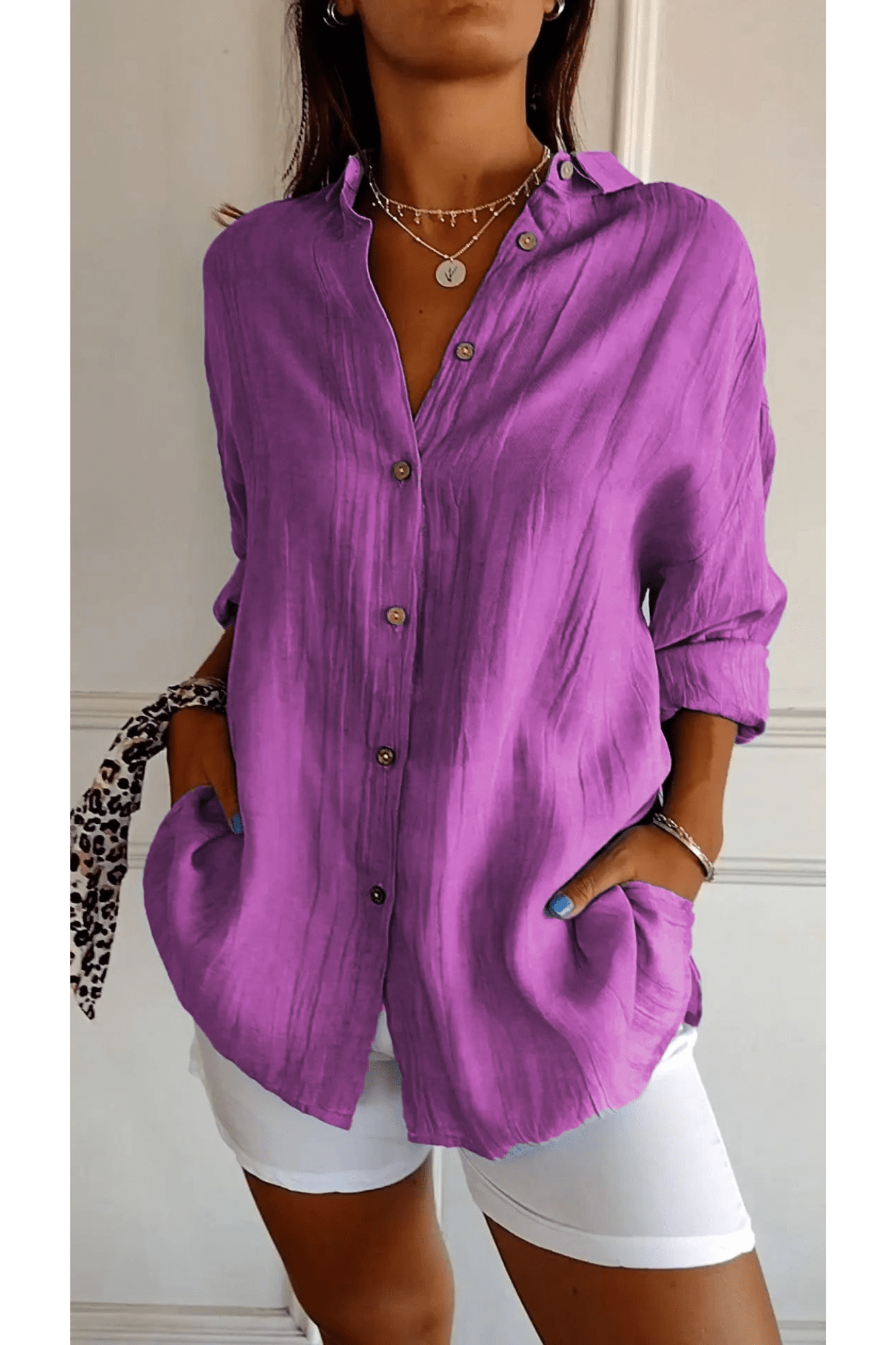 Chemise Longue à Col Revers pour Femme - Emilia Lane