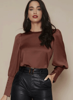 Chemise Satin à Manches Longues pour Femme - Emilia Lane