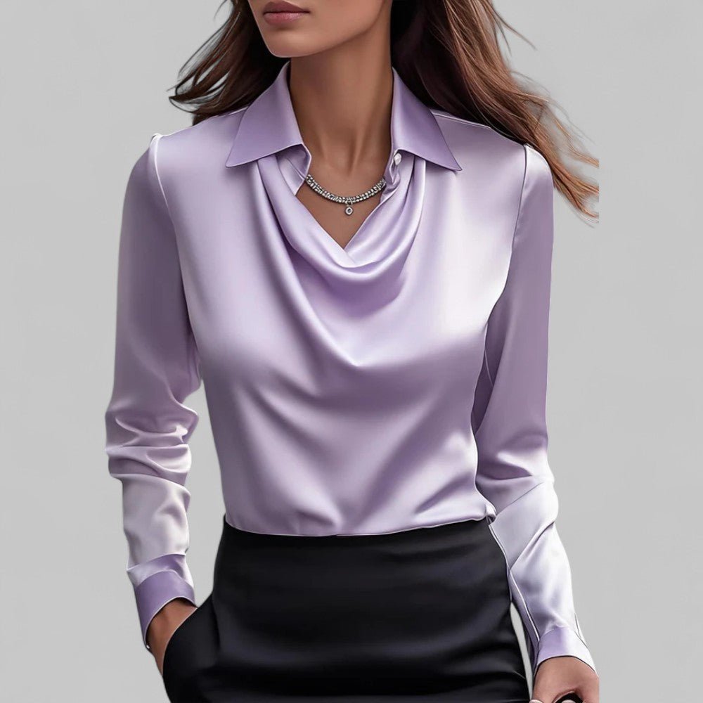 Chemisier col drapé en satin pour femmes - Emilia Lane