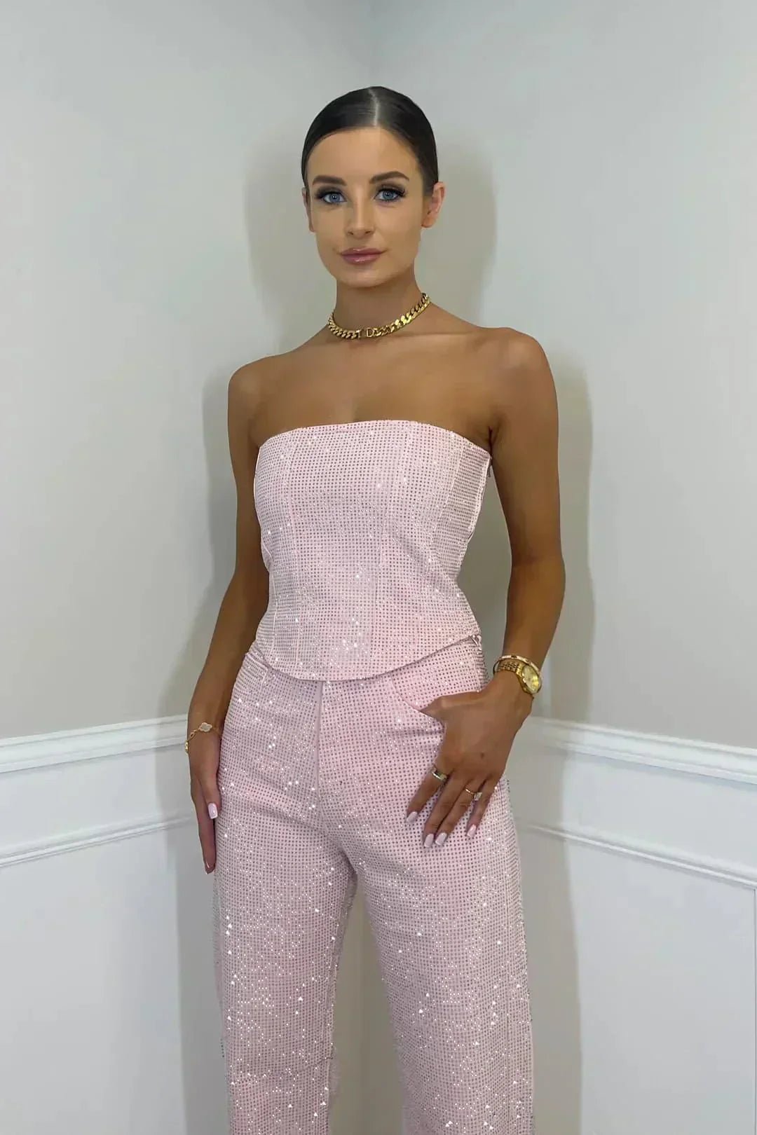 Combinaison bustier sans bretelles à jambes larges pour femmes - Emilia Lane