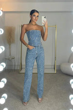 Combinaison bustier sans bretelles à jambes larges pour femmes - Emilia Lane