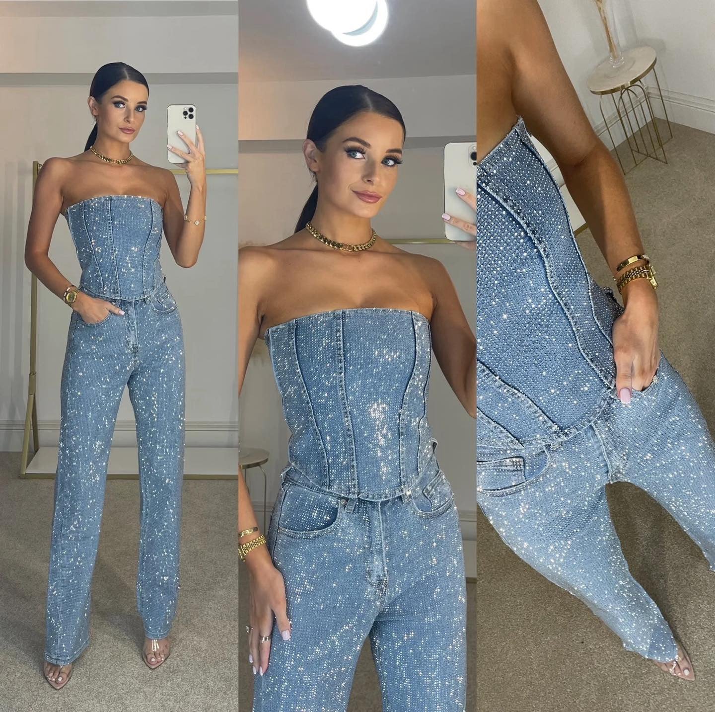 Combinaison bustier sans bretelles à jambes larges pour femmes - Emilia Lane