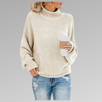 Maglione oversize in maglia con collo alto per donna