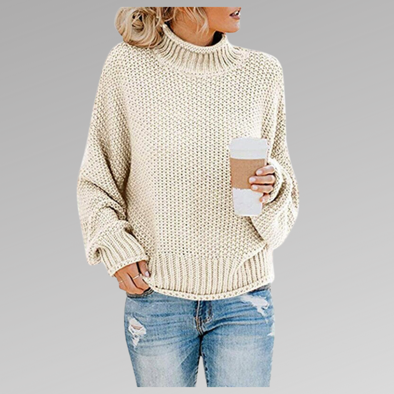 Maglione oversize in maglia con collo alto per donna
