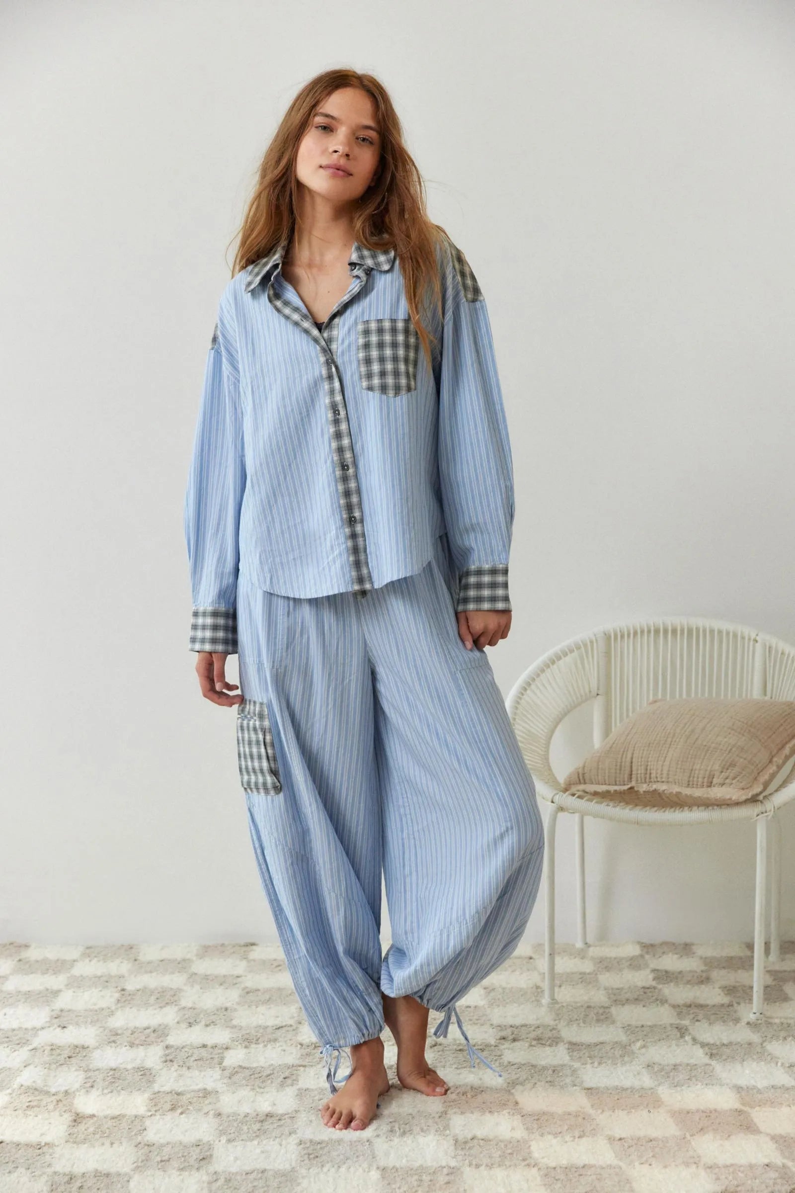 Ensemble Pyjama Pantalon Long en Polyester pour Femme