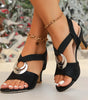 Sandali con tacco e fibbie metalliche da donna | Ideali per le uscite