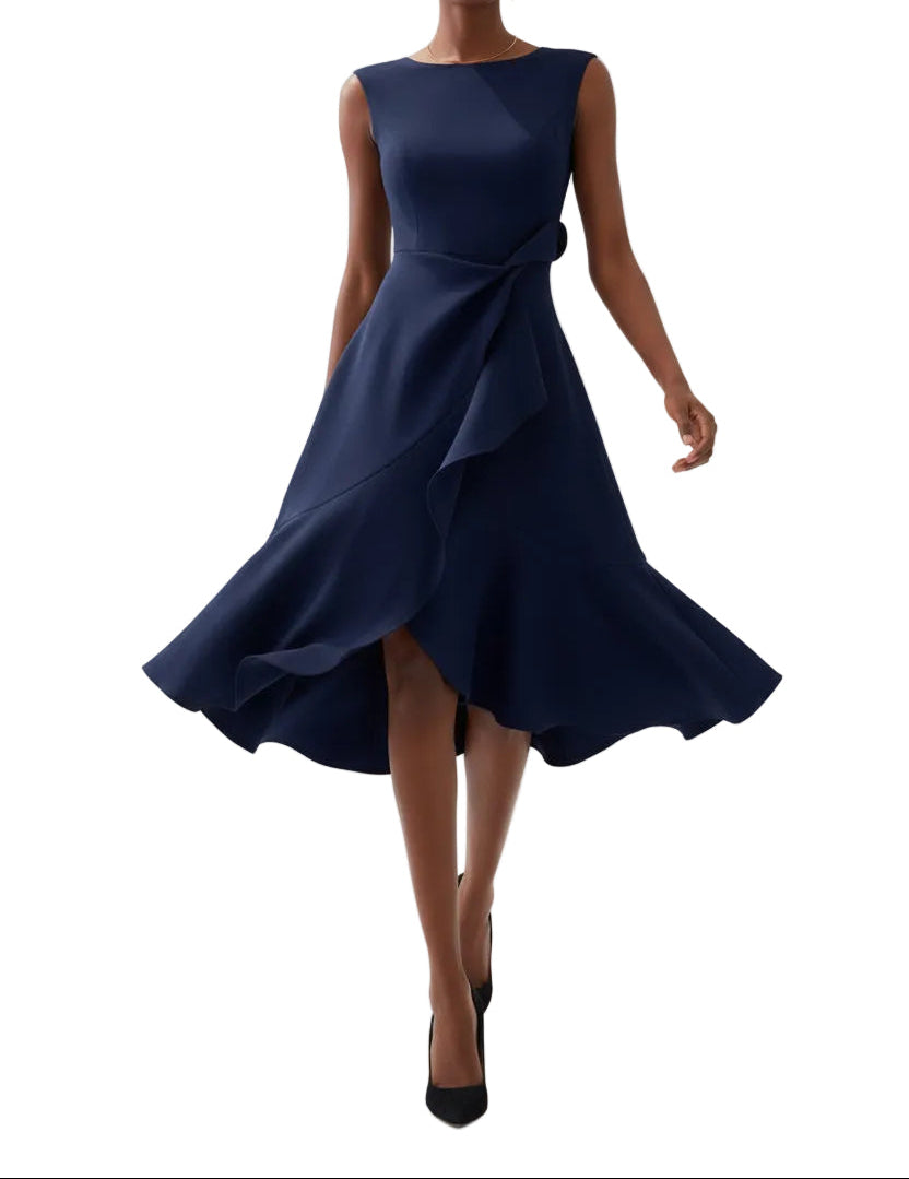 Vestito midi senza maniche con dettaglio drappeggiato da donna | Ideale per le uscite
