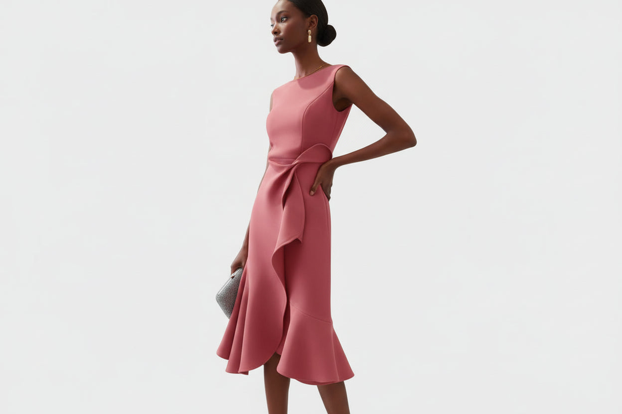 Vestito midi senza maniche con dettaglio drappeggiato da donna | Ideale per le uscite