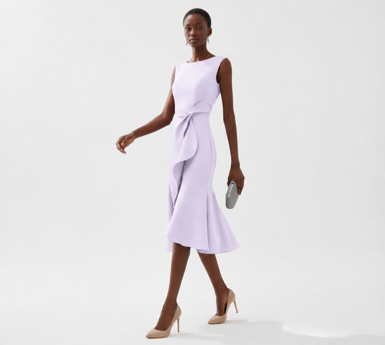Vestito midi senza maniche con dettaglio drappeggiato da donna | Ideale per le uscite