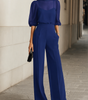 Completo Tre Pezzi con Blusa Trasparente e Pantaloni Larghi da Donna | Ideale per Banchetti