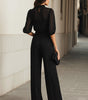 Completo Tre Pezzi con Blusa Trasparente e Pantaloni Larghi da Donna | Ideale per Banchetti