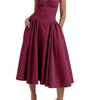 Vestito midi aderente con spalline e pieghe per donna | Ideale per le uscite