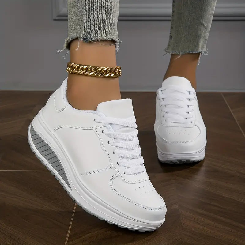 Scarpe con Zeppa Confortevoli in Finta Pelle per Donna