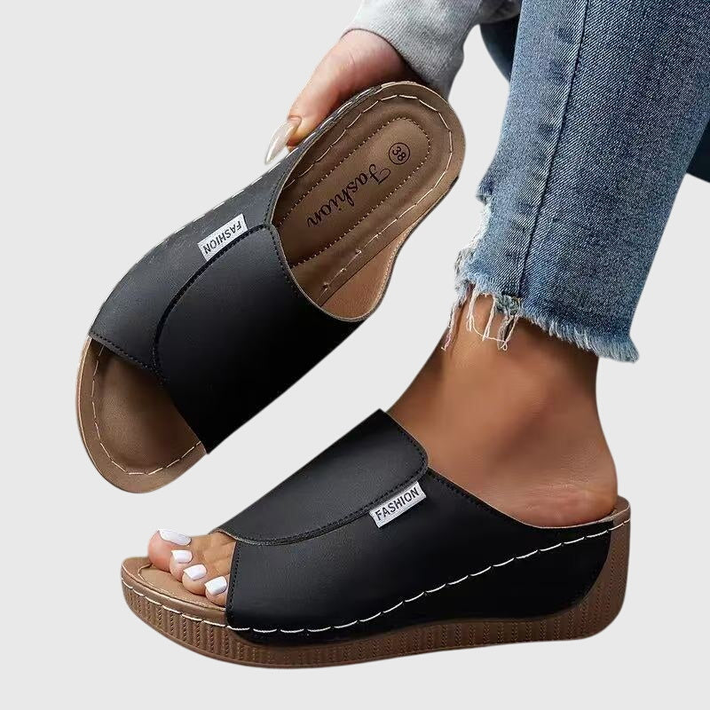 Sandales Confort Ouvertes à Semelle Compensée pour Femmes