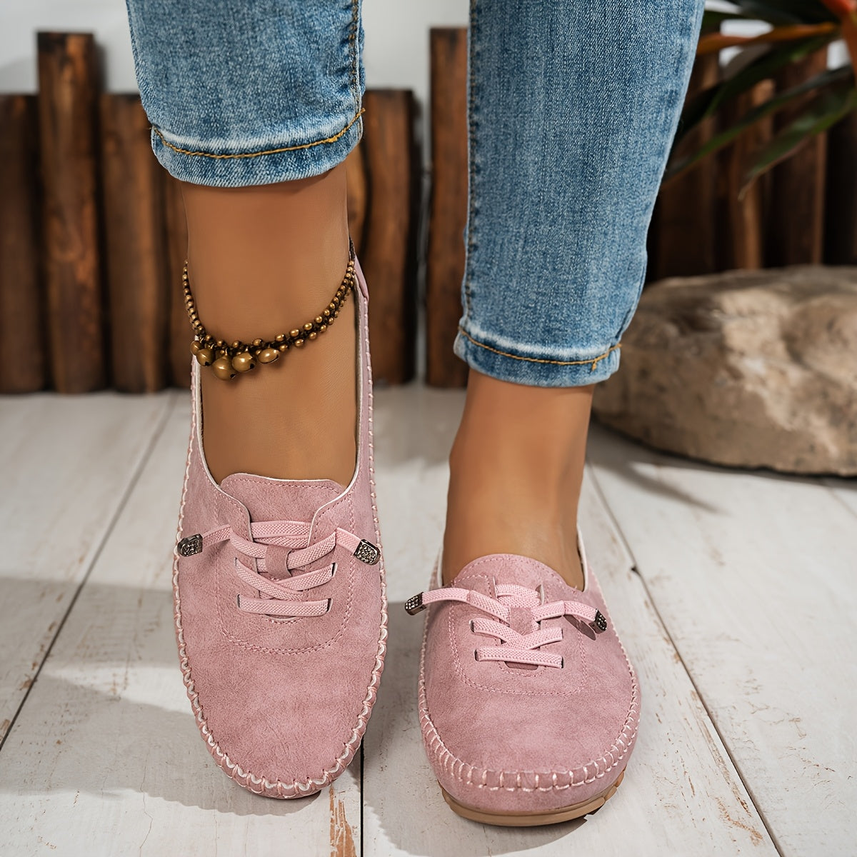 Mocassino Confort con Lacci Decorativi in Similpelle per Donna