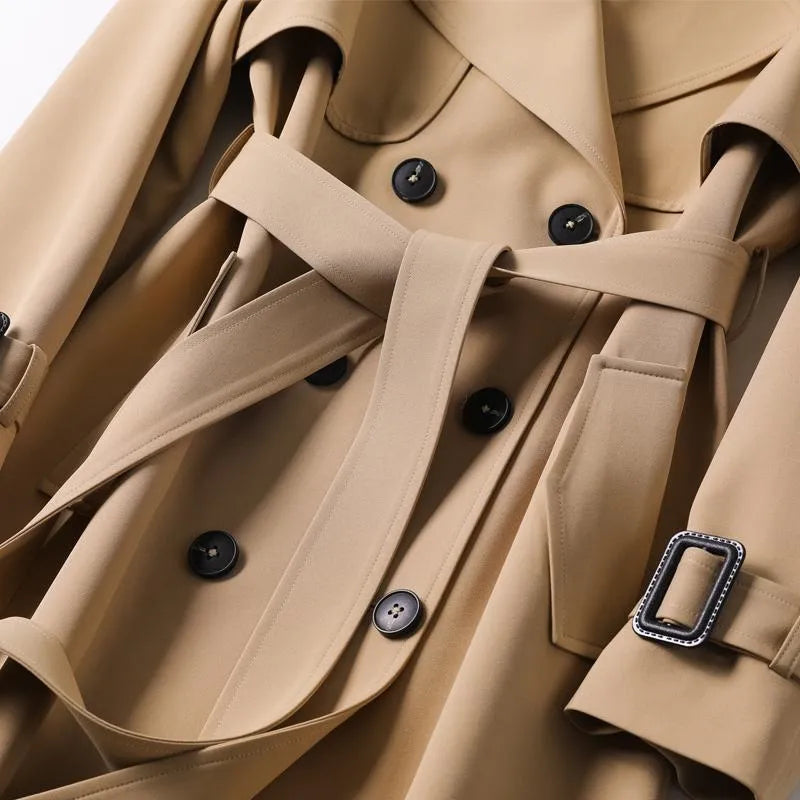 Trench coat lungo in cotone per donna