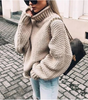Maglione oversize in cotone a collo alto a maglia grossa