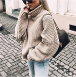 Maglione oversize in cotone a collo alto a maglia grossa