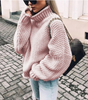 Maglione oversize in cotone a collo alto a maglia grossa