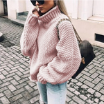 Maglione oversize in cotone a collo alto a maglia grossa