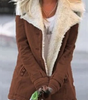 Cappotto dritto stile militare con ampio colletto in pelliccia sintetica da donna