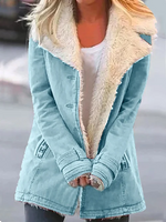 Cappotto dritto stile militare con ampio colletto in pelliccia sintetica da donna
