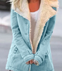 Cappotto dritto stile militare con ampio colletto in pelliccia sintetica da donna