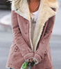 Cappotto dritto stile militare con ampio colletto in pelliccia sintetica da donna