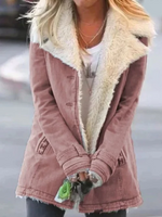 Cappotto dritto stile militare con ampio colletto in pelliccia sintetica da donna
