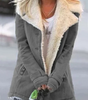 Cappotto dritto stile militare con ampio colletto in pelliccia sintetica da donna
