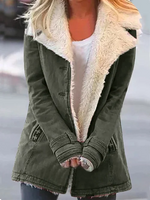Cappotto dritto stile militare con ampio colletto in pelliccia sintetica da donna
