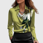 Camicia in raso classica con scollo drappeggiato da donna | Ideale per l'ufficio