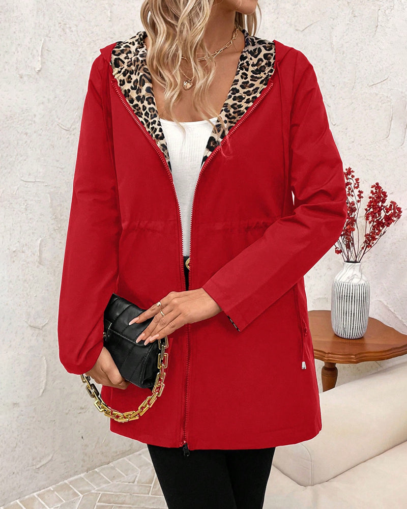 Manteau Réversible avec Imprimé Léopard pour Femmes