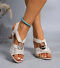Sandali con tacco e fibbie metalliche da donna | Ideali per le uscite