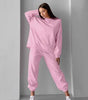 Ensemble deux pièces en velours rose avec sweatshirt à col rond pour Femme - Emilia Lane