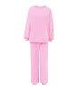 Ensemble deux pièces en velours rose avec sweatshirt à col rond pour Femme - Emilia Lane